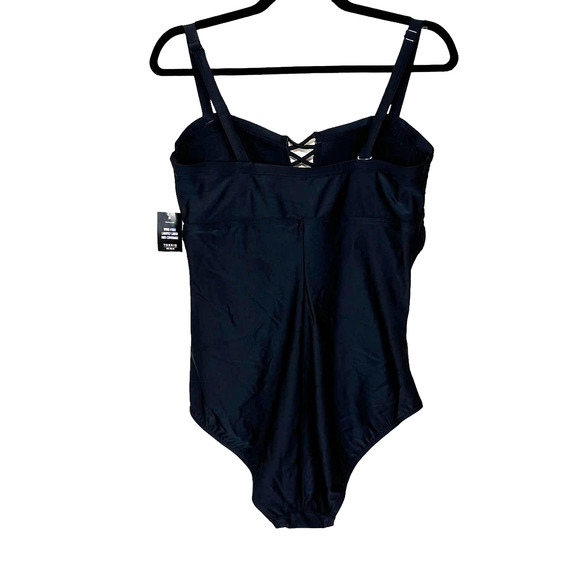 Torrid Lattice Ruched Front One Piece Swimsuit Black Plus Size 5X NWT - Picture 5 of 13